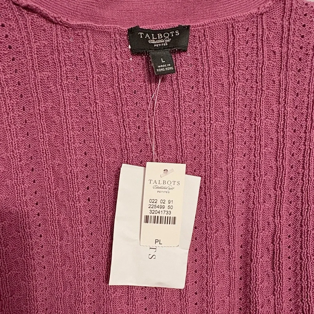 Talbots NWT Cotton Woman’s Pointelle Cabled Cardigan - Picture 5 of 6